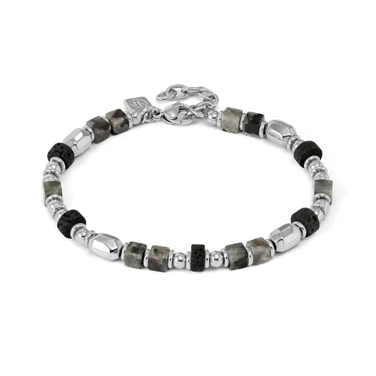 Nomination Instinctstyle Steel Bracelet with Labradorite and Lava Stones 027936/094