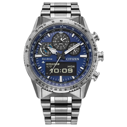 Citizen Eco-Drive Promaster Skyhawk Stainless Steel Blue Dial Watch JV2000-51L