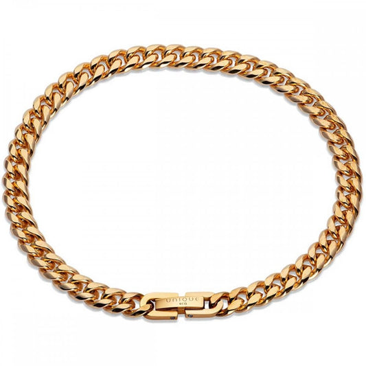 Unique & Co Yellow Gold Plated Stainless Steel Matte Polished Link Bracelet 19cm