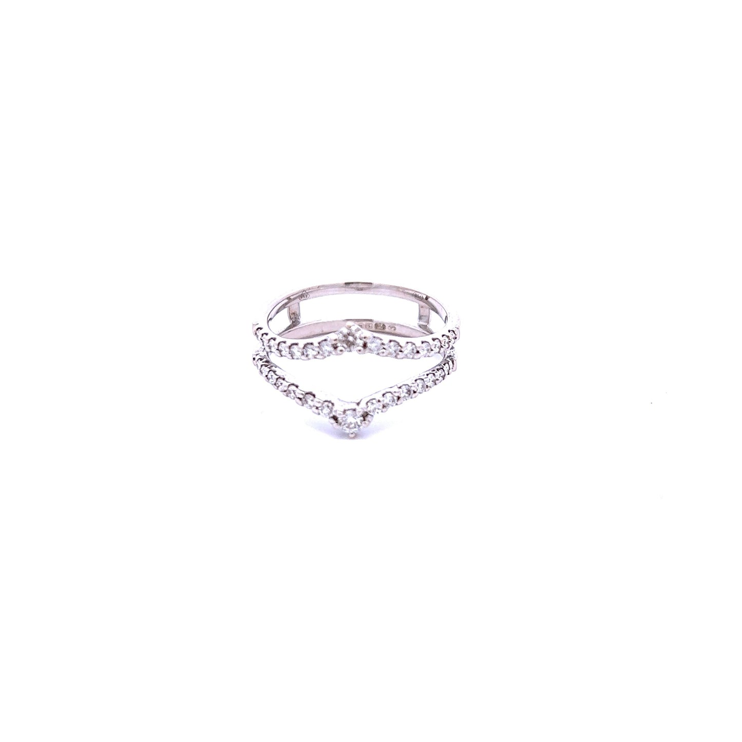 18ct White Gold Diamond Wishbone Slot Ring