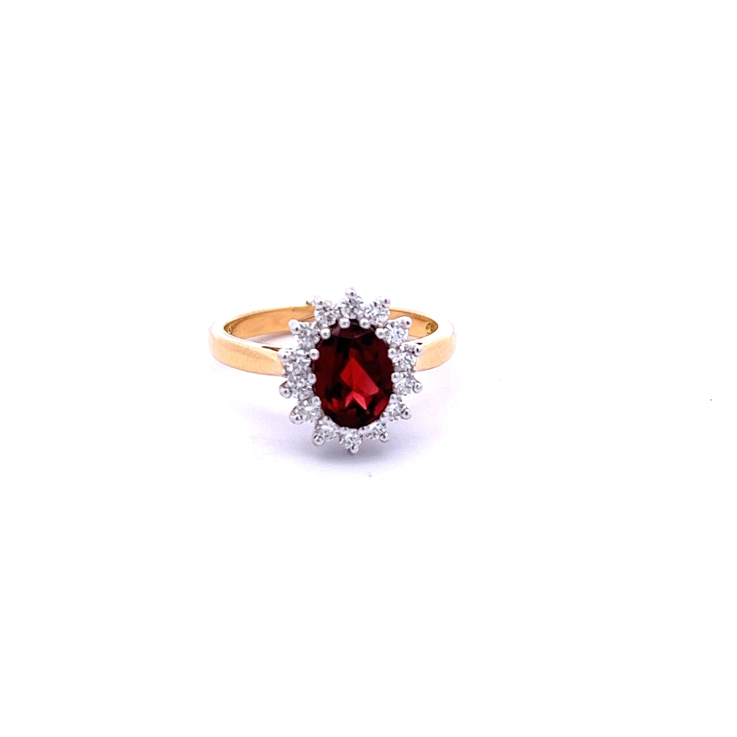 18ct Yellow Gold Garnet and Diamond Ring