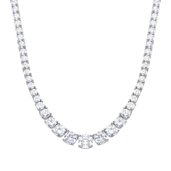 Diamonfire Sterling Silver Cubic Zirconia Graduated Necklace