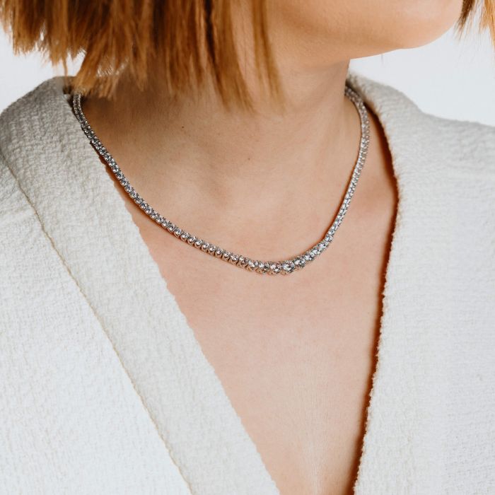 Diamonfire Sterling Silver Cubic Zirconia Graduated Necklace