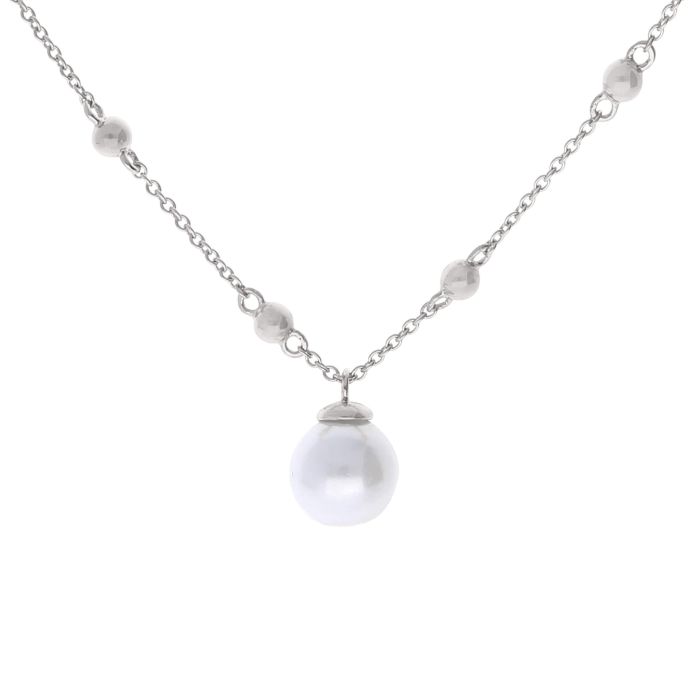 Diamonfire Trace Chain Shell Pearl Station Necklace