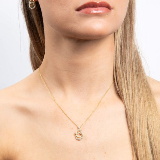 Diamonfire Yellow Gold Plated Cubic Zirconia Circles Necklace