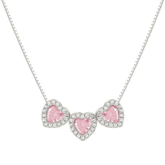 Nomination Pink Cubic Zirconia Hearts All My Love Necklace 240303/002