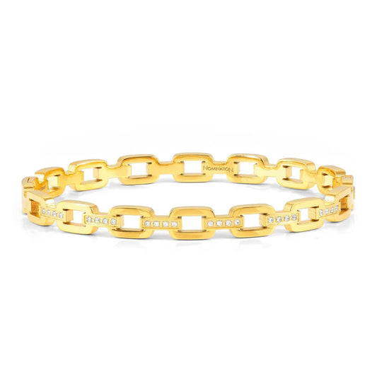 Nomination Stainless Steel Yellow Gold PVD Pretty Bangles Cubic Zirconia Chain Medium 029515/012