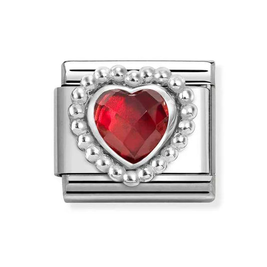 Nomination Classic Silver Faceted Red Cubic Zirconia Heart 330605/005