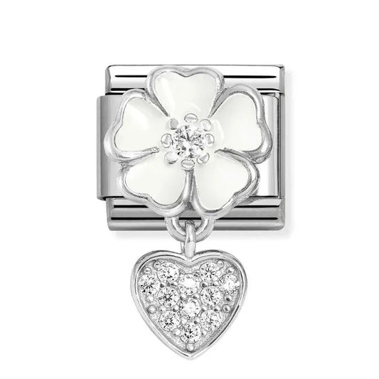 Nomination Classic Silver White Flower With Cubic Zirconia Heart 331814/04