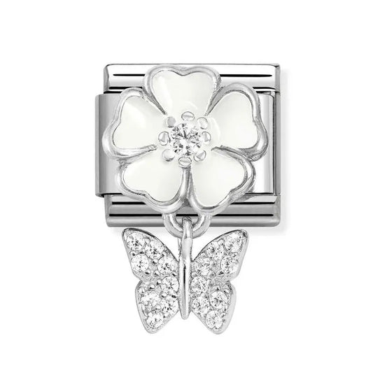 Nomination Classic Silver White Flower With Cubic Zirconia Butterfly 331814/05