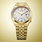 Citizen Tsuyosa 60 Automatic White Dial Yellow Gold Plated Stainless Steel Bracelet Watch NK0022-50A