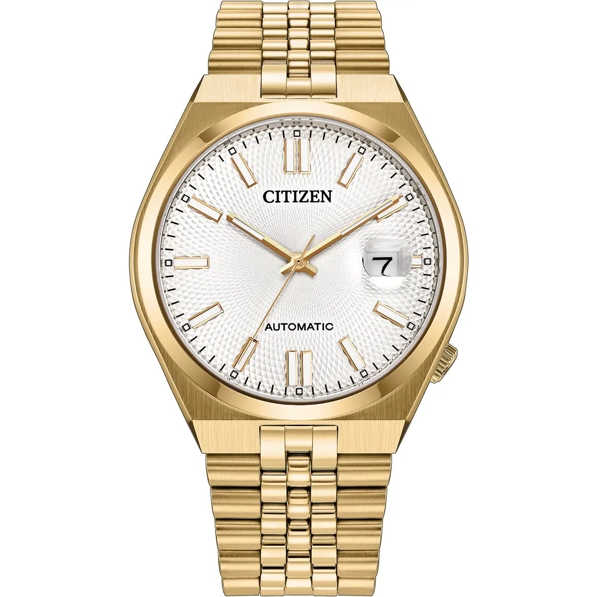 Citizen Tsuyosa 60 Automatic White Dial Yellow Gold Plated Stainless Steel Bracelet Watch NK0022-50A