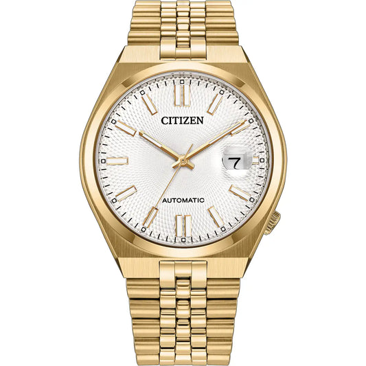 Citizen Tsuyosa 60 Automatic White Dial Yellow Gold Plated Stainless Steel Bracelet Watch NK0022-50A