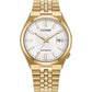 Citizen Tsuyosa 60 Automatic White Dial Yellow Gold Plated Stainless Steel Bracelet Watch NK0022-50A