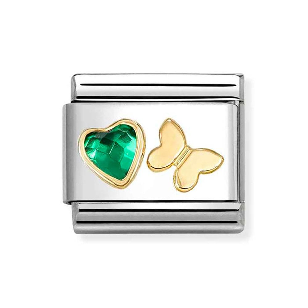 Nomination Composable Classic Green Cubic Zirconia Heart Butterfly 030613/15