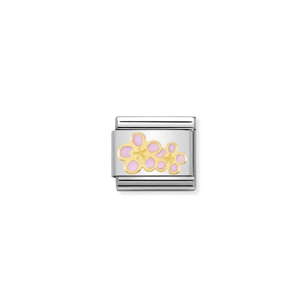 Nomination Classic Gold Pink Flowers Charm 030278/16