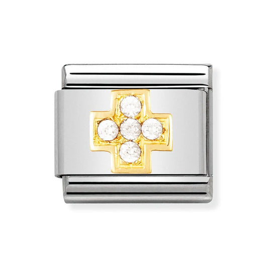 Nomination Composable Classic Gold Cubic Zirconia Cross 030307/01