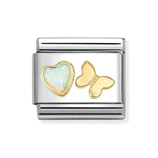Nomination Composable Classic White Opal Heart Butterfly 030523/11