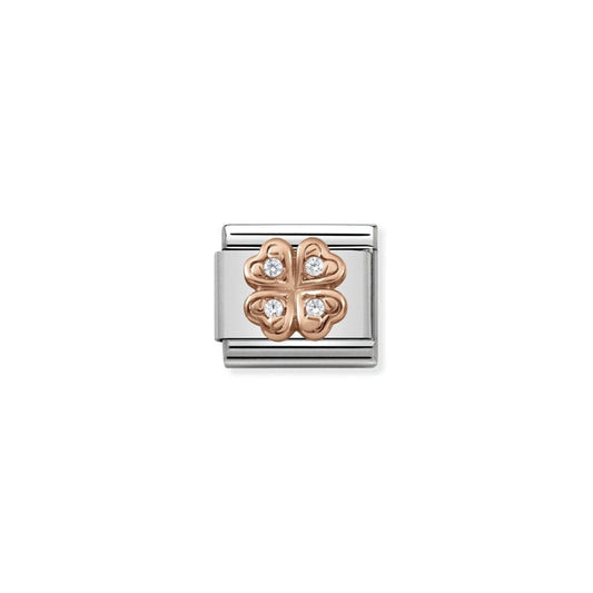 Nomination Classic Rose Gold CZ Four Leaf Clover Charm430302/04