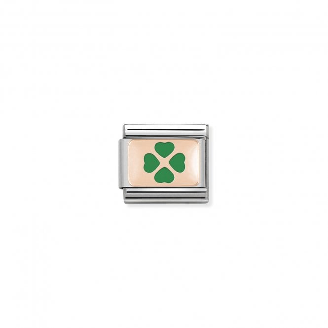 Nomination Classic Rose Gold Green Four Leaf Clover Good Luck Charm 430201/08