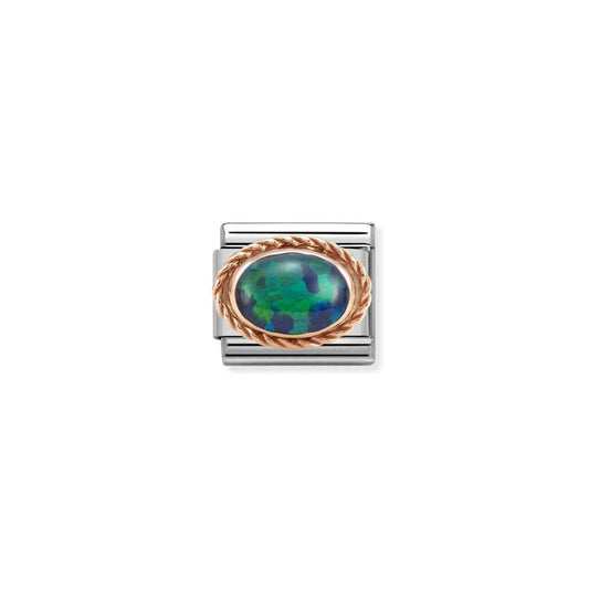 Nomination Classic Rose Gold Rich Green Opal Stone Charm 430507/26