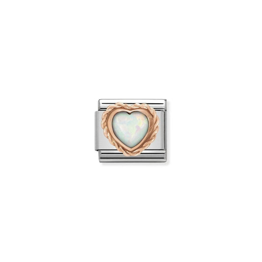 Nomination Composable Classic Rose Gold and White Opal Heart 430509/22