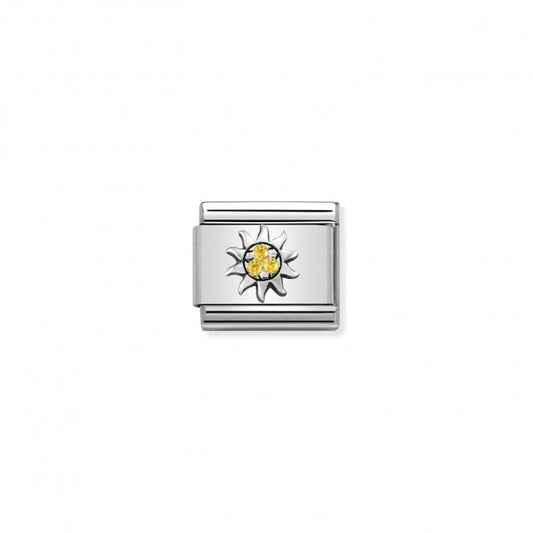 Nomination Classic Silver Yellow CZ Sun Charm 330304/29