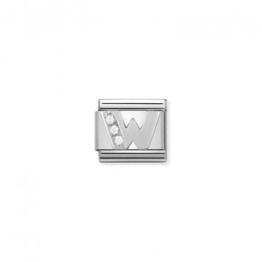 Nomination Classic Silver CZ W Initial Charm 330301/23