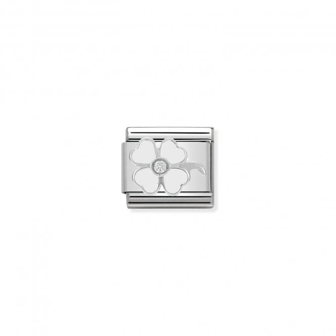 Nomination Classic Silver CZ White Clover Charm 330305/14