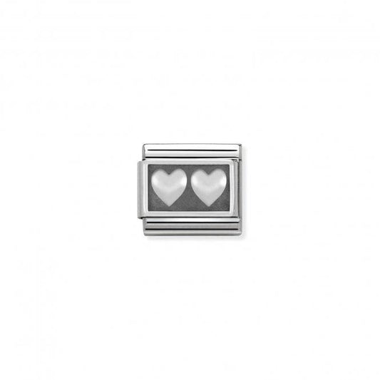 Nomination Oxidised Double Heart 330102/02