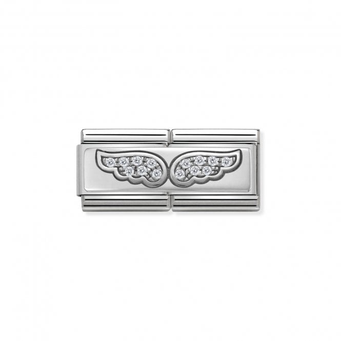 Nomination Silver and CZ Double Angel Wings Charm 330732/01