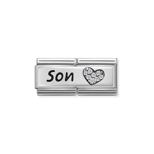 Nomination Double Son With Cz Heart 330731/03