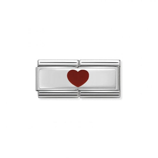 Nomination Silver Double Red Heart in the Middle Charm 330721/10