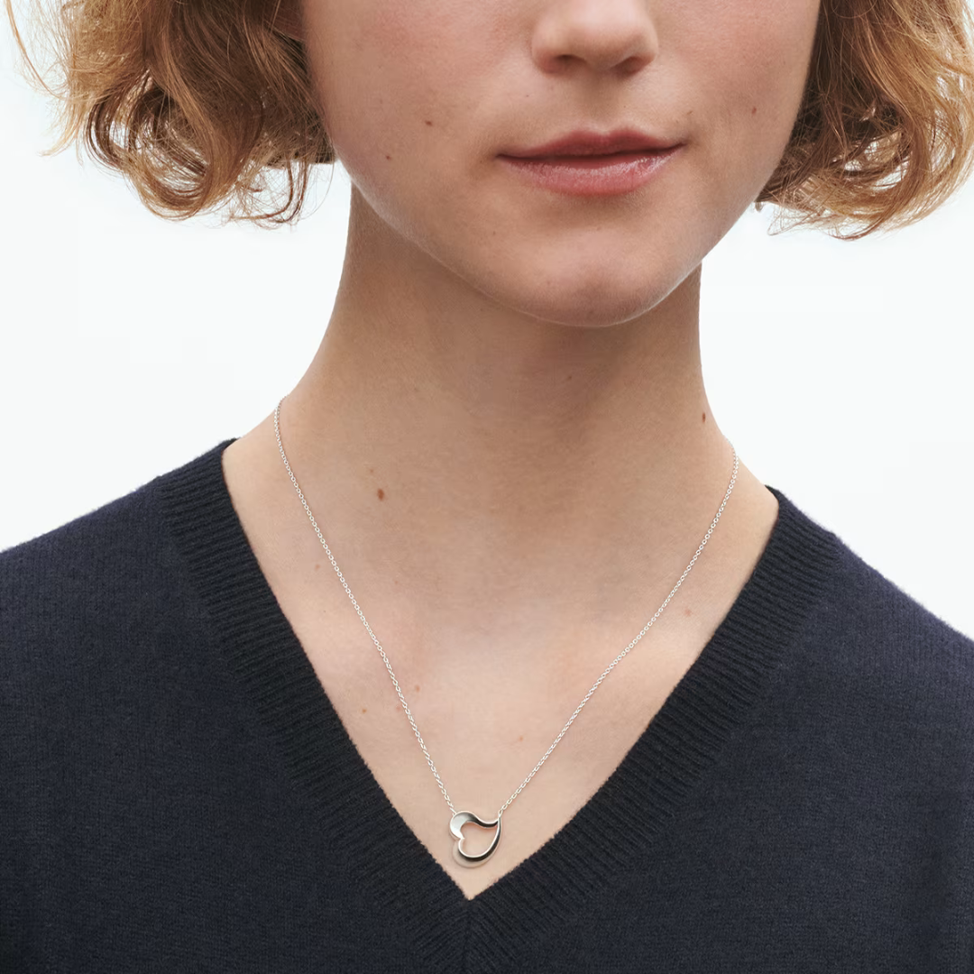 Georg Jensen Sterling Silver Love Leaf Heart Necklace