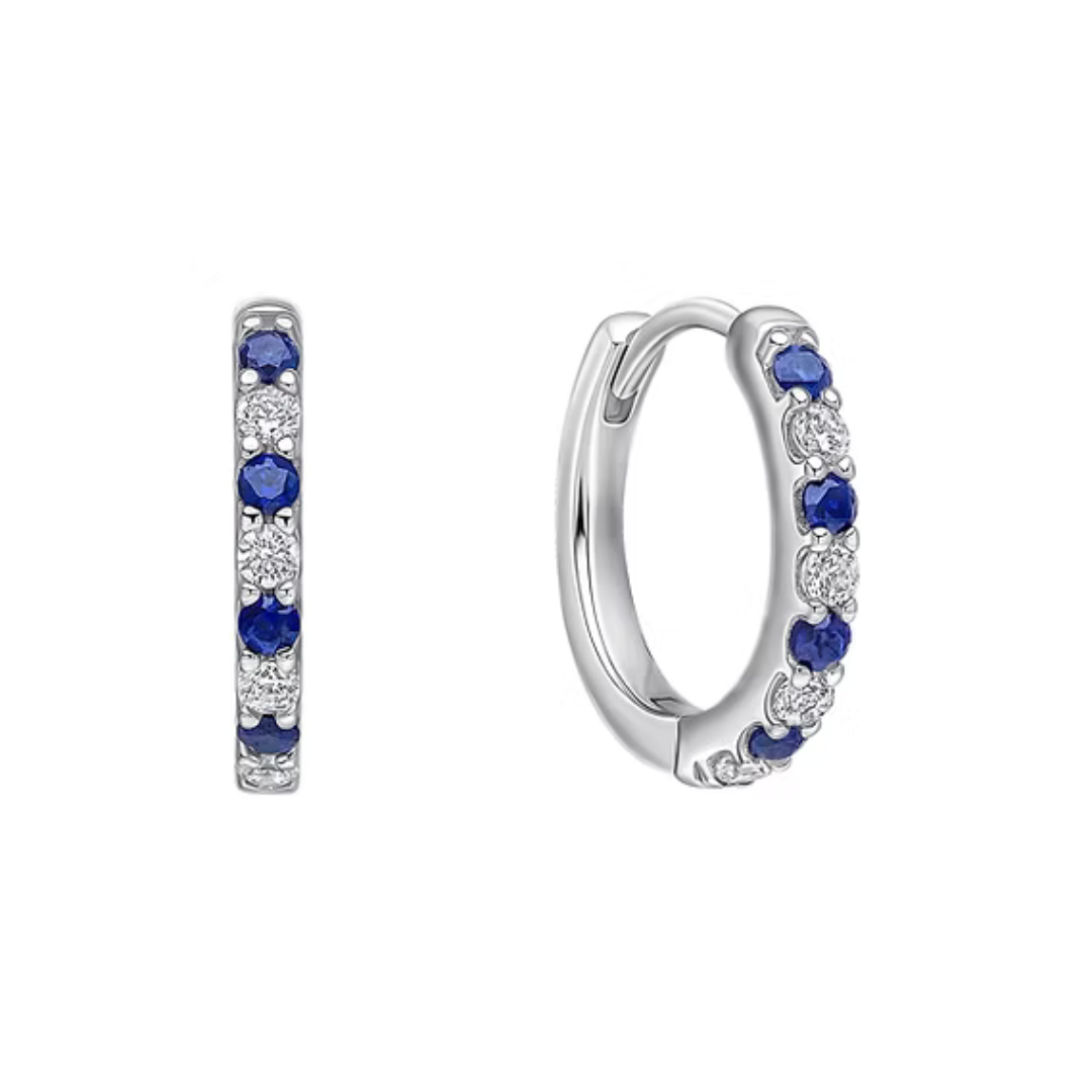 Diamonfire Blue and White Cubic Zirconia Hoop Earrings