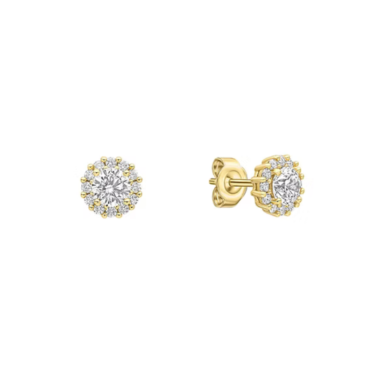Diamonfire Yellow Gold Plated Cubic Zirconia Stud Earrings