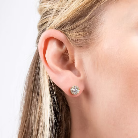 Diamonfire Yellow Gold Plated Cubic Zirconia Stud Earrings