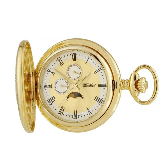 Yellow Gold Plated Moonphase Woodford Pocket Watch