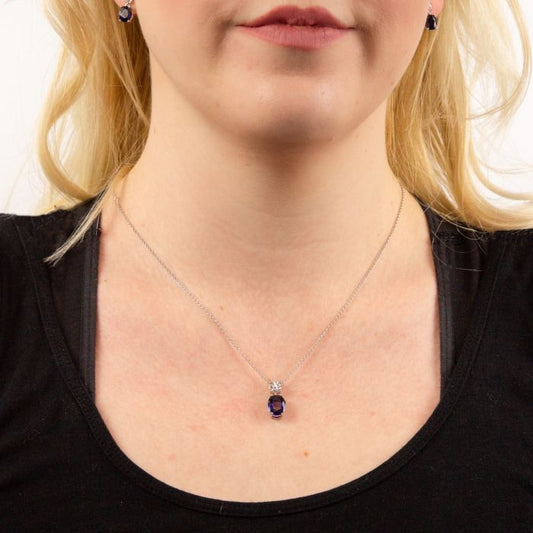 Diamonfire Sterling Silver Blue Cubic Zirconia Necklace