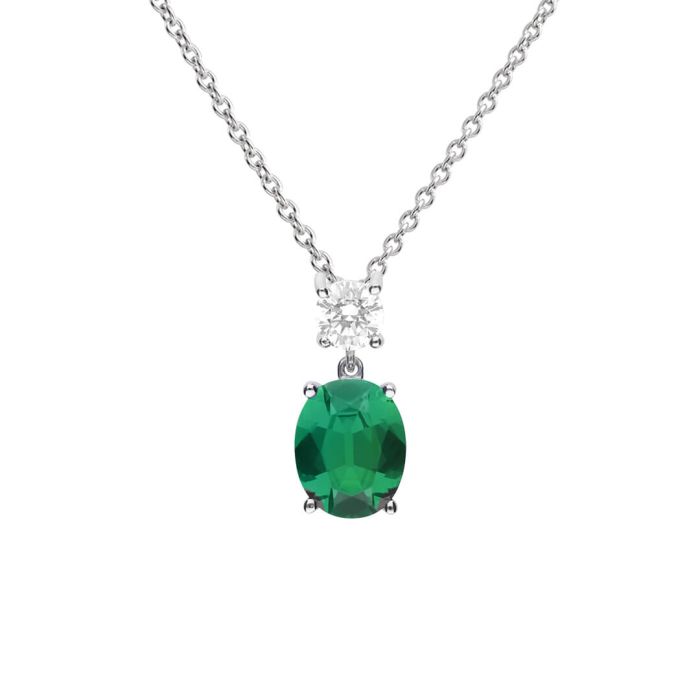 Diamonfire Oval Green Drop Necklace