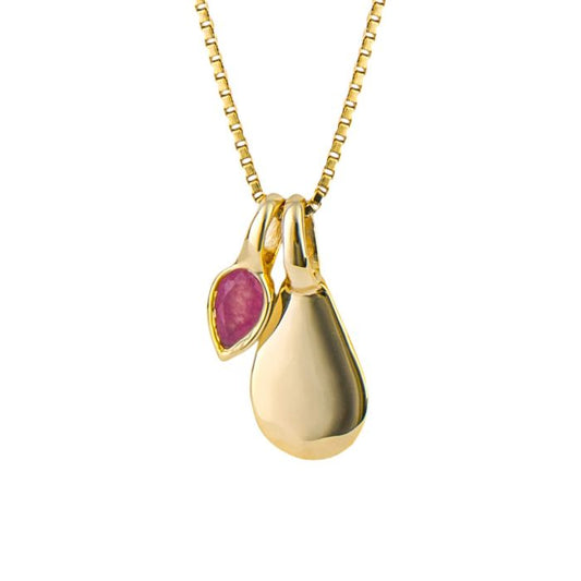 Gold Plated Pink Quartz July Birthstone Necklace