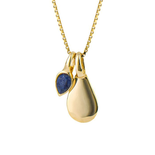 Gold Plated Lapis Lazuli September Birthstone Necklace