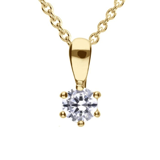 Diamonfire Yellow Gold Plated 0.25ct Cubic Zirconia 6 Claw Necklace