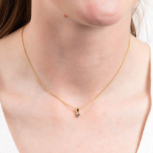 Diamonfire Yellow Gold Plated 0.25ct Cubic Zirconia 6 Claw Necklace