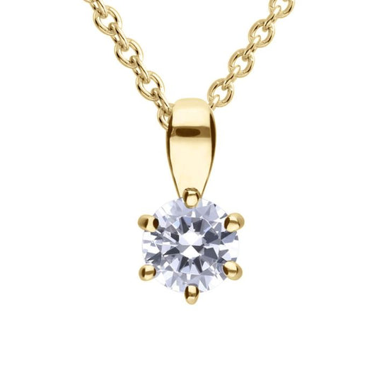 Diamonfire Yellow Gold Plated 0.50ct Cubic Zirconia 6 Claw Necklace