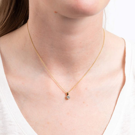 Diamonfire Yellow Gold Plated 0.50ct Cubic Zirconia 6 Claw Necklace