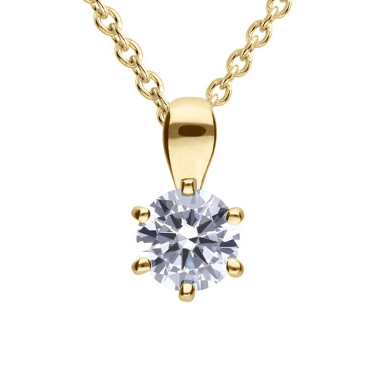 Diamonfire Yellow Gold Plated 0.75ct Cubic Zirconia 6 Claw Necklace