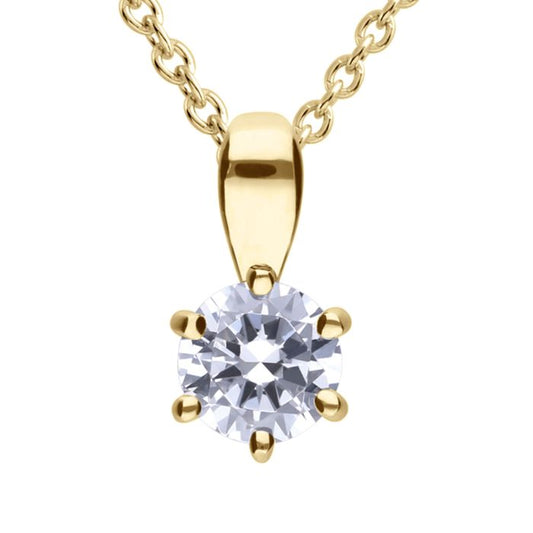 Diamonfire Yellow Gold Plated 1.5ct Cubic Zirconia 6 Claw Necklace