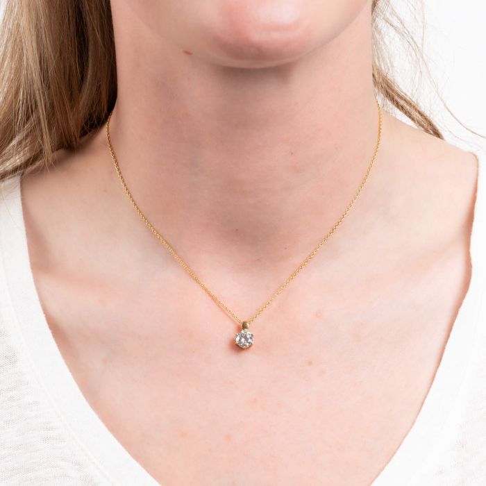 Diamonfire Yellow Gold Plated 1.5ct Cubic Zirconia 6 Claw Necklace