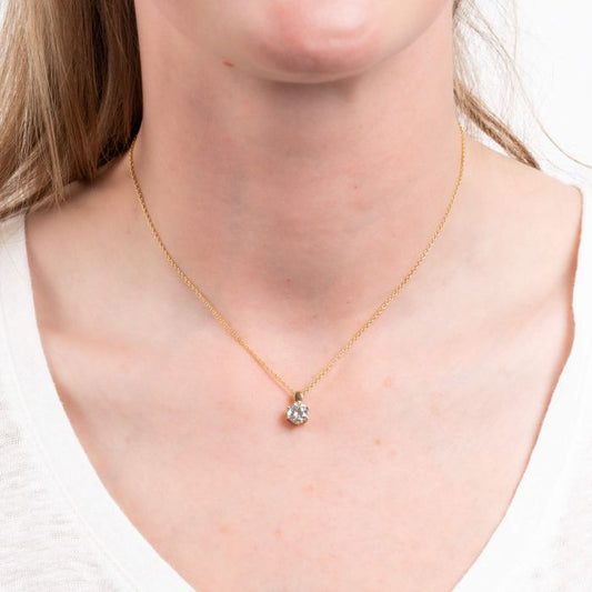 Diamonfire Yellow Gold Plated 1.5ct Cubic Zirconia 6 Claw Necklace